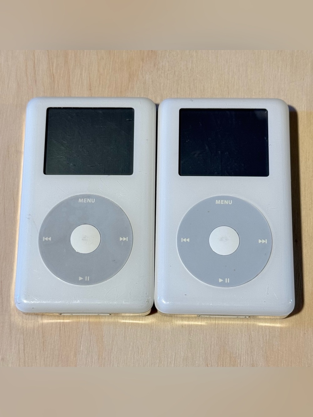 Lot Of 2 Apple iPod Model-A1059 40GB  BROKEN White For Parts/Repair Read Info